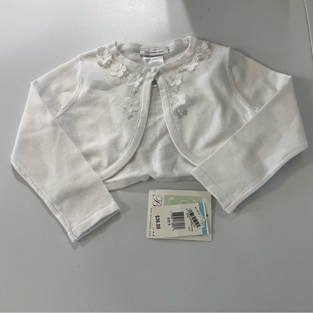 Bonnie Jean White Knit Bolero